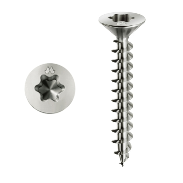 Vis à bois Panelvit tête fraisée Torx TX20 filetage total zing.arg MUSTAD 3.5x50 - Boite de 500 - PVACXP350500C8C