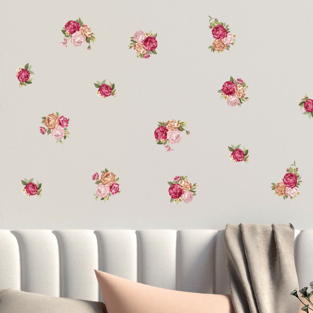 Stickers muraux | Sticker Mural Autocollant - FLEURS BOUQUETS DE ROSES - adhésifs fond transparent