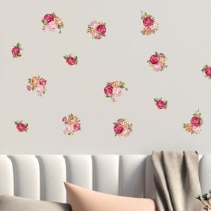 Stickers muraux | Sticker Mural Autocollant - FLEURS BOUQUETS DE ROSES - adhésifs fond transparent