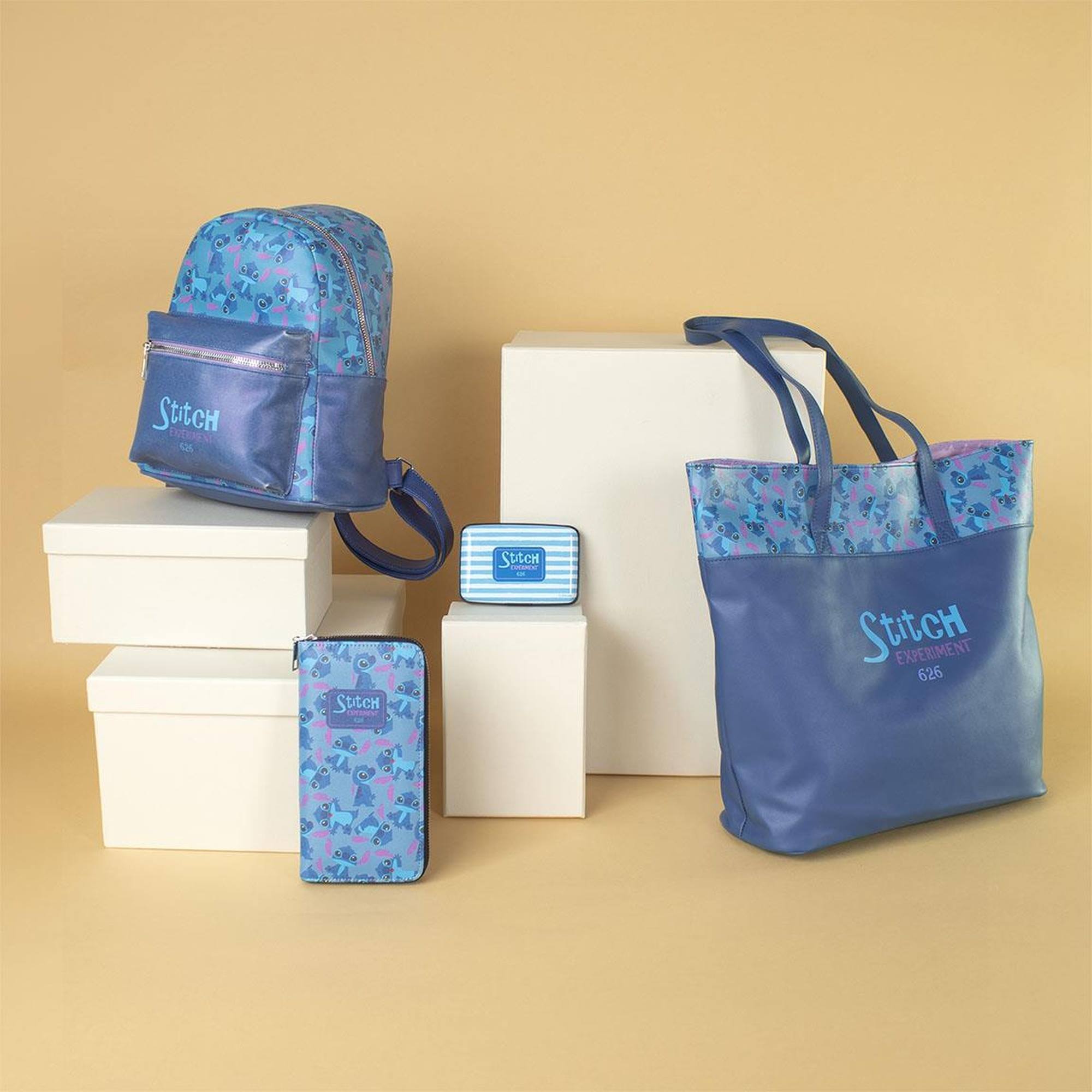 Mochila casual polipiel de stitch, azul, pequeña-mochila mini perfecta para llevar todas tus cosas ordenadas