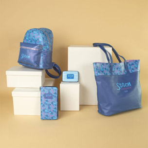 Mochila casual polipiel de stitch, azul, pequeña-mochila mini perfecta para llevar todas tus cosas ordenadas