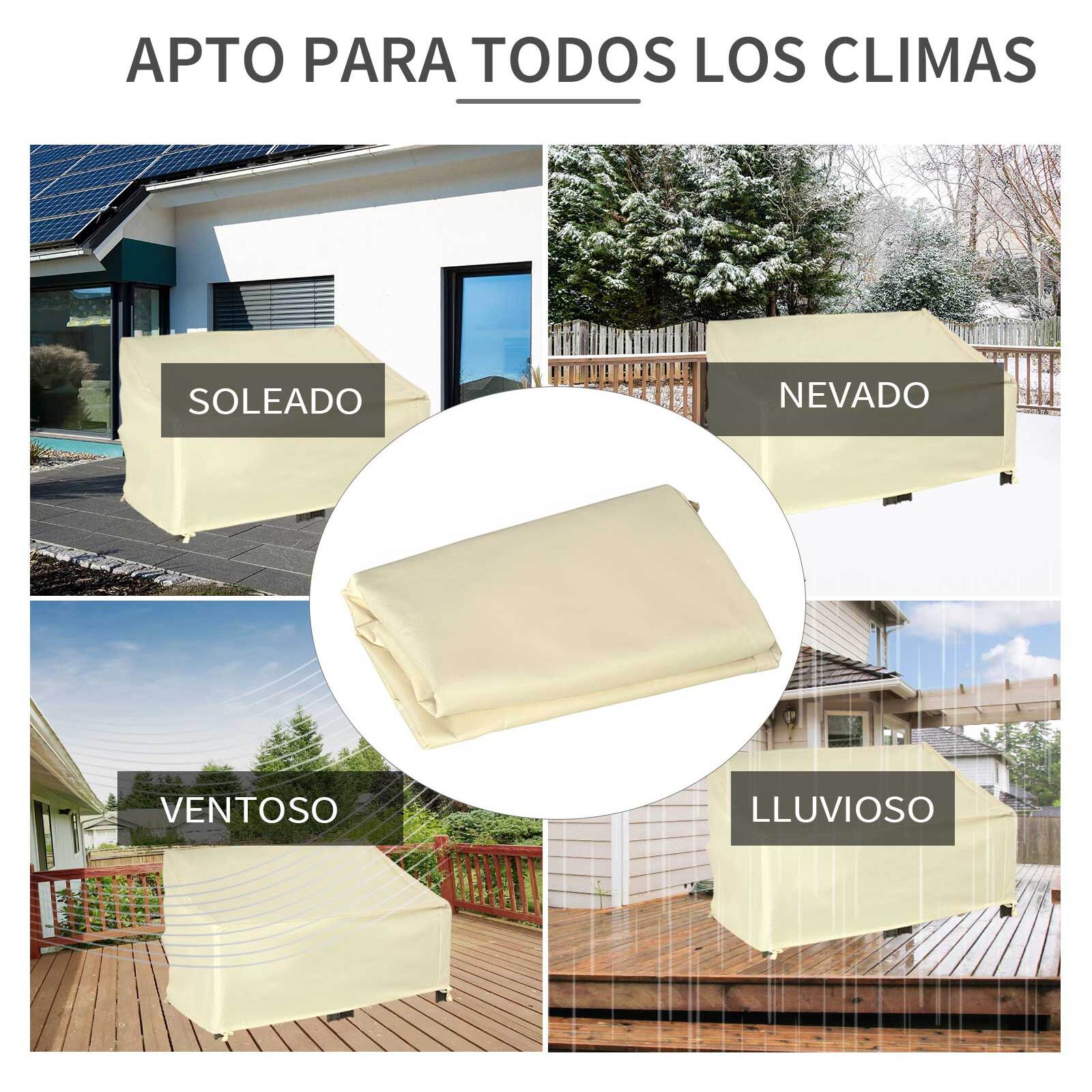 Funda Protectora para Banco de 2 Plazas 140x84x56/94 cm Cubierta de Muebles Exterior Tela Oxford 600D con Recubrimiento Impermeable para Jardín Patio Terraza Crema