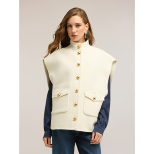 Motivi - Capa sin mangas mezcla de lana - Beige