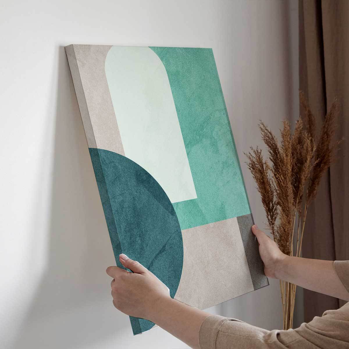Tableau art geometrique Forme verte Toile imprimée