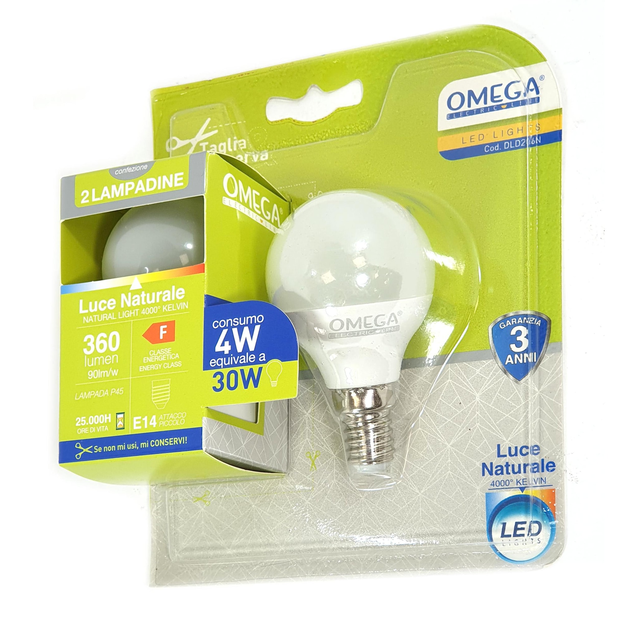 OMEGA Set 6 Pezzi Sfera LED P45 4W 4000K E14