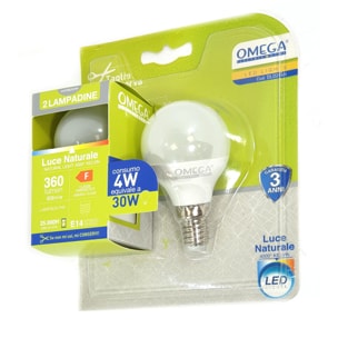 OMEGA Set 6 Pezzi Sfera LED P45 4W 4000K E14