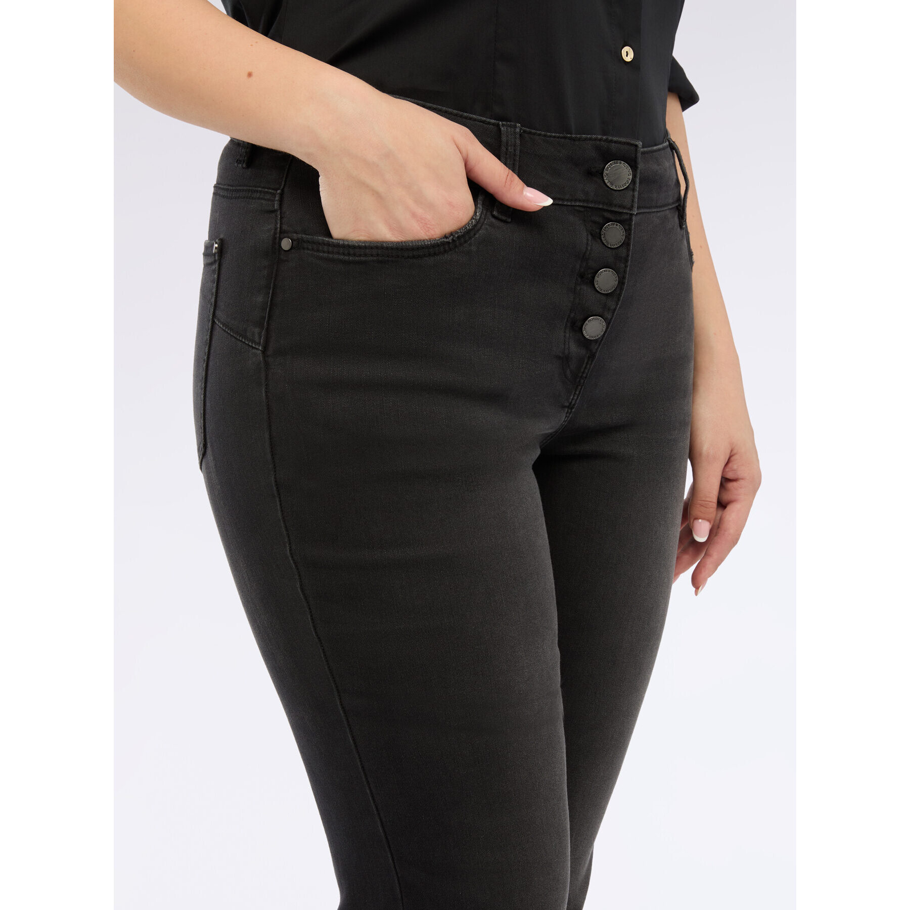 Fiorella Rubino - Jeans flare lavaggio dark grey - Grigio