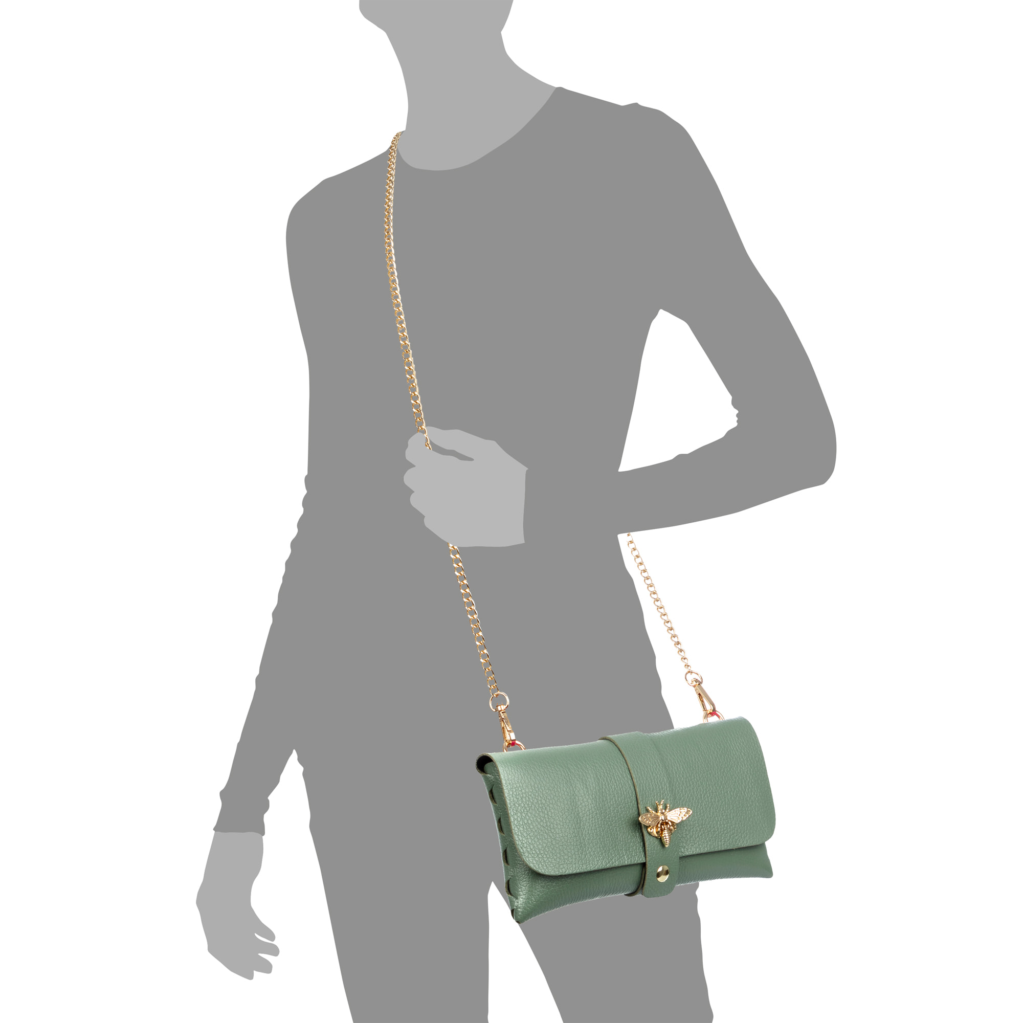 Amaseno borsa a spalla donna. Pelle autentica Dollaro.