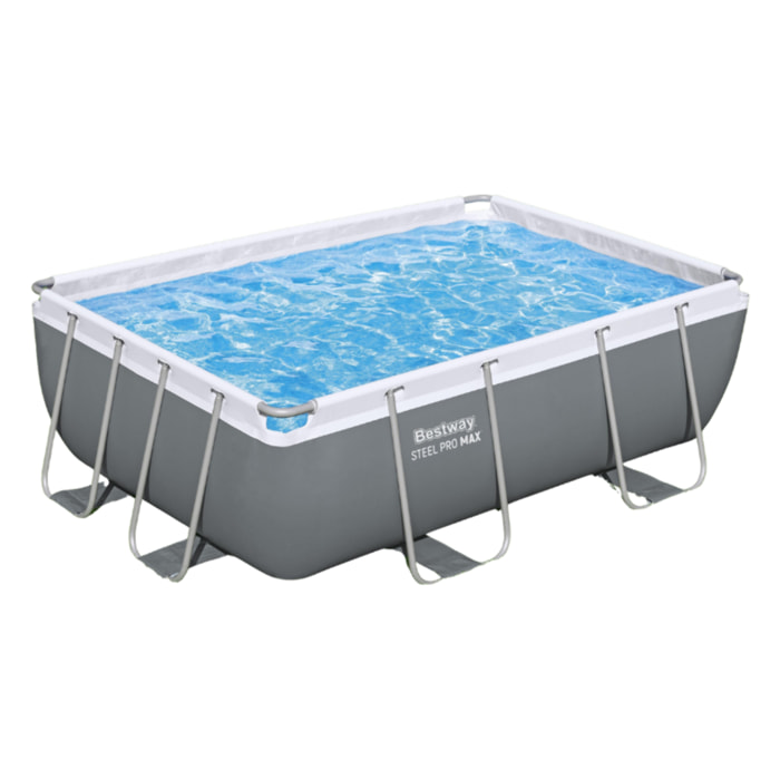 Bestway Piscine hors sol tubulaire rectangulaire Bestway Steel Pro Max 282 x 196 x 84 cm gris clair