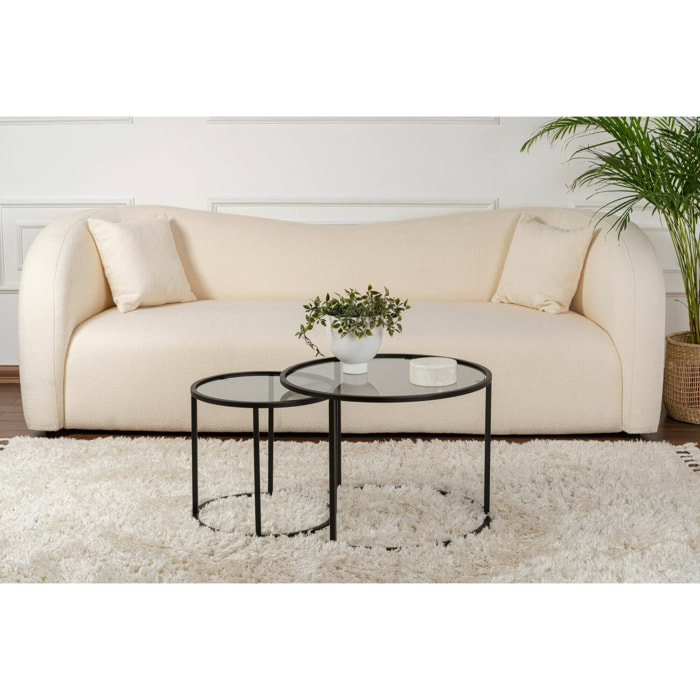 Set di 2 tavolini da salotto Xaden, Tavolo basso da caffè, Portariviste per divano, Ripiano da soggiorno, 60x60 h43 cm, Nero e Grigio