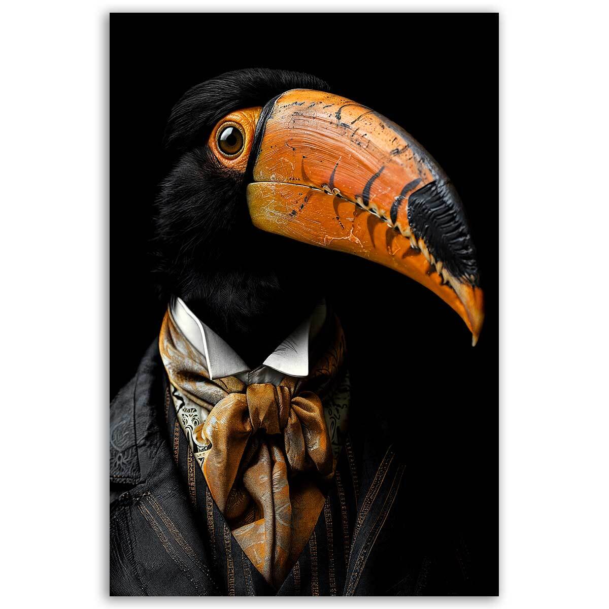 Tableau animaux habillés Toucan wild suits Toile imprimée