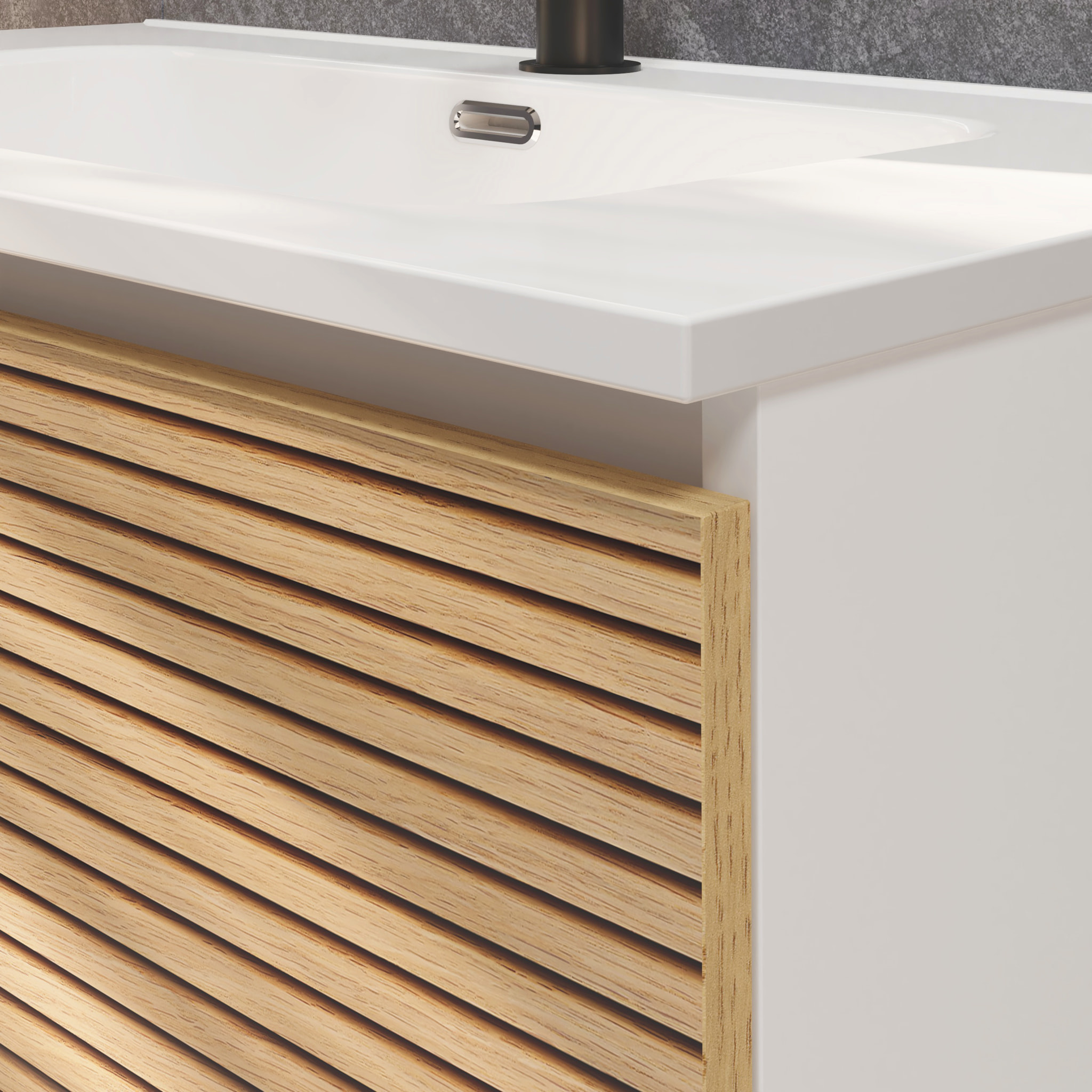 Conjunto de Baño Yinu | 60 cm Blanco - Solomon | Tres Cajones | Lavabo Encastrado | No incluye Espejo | Alday