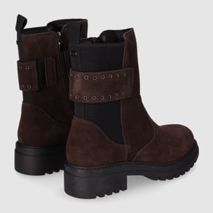 Botines de Serraje - Marron - Tacón: 3 cm