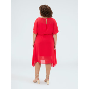 Fiorella Rubino - Vestido de georgette con dobladillo asimétrico - Rojo