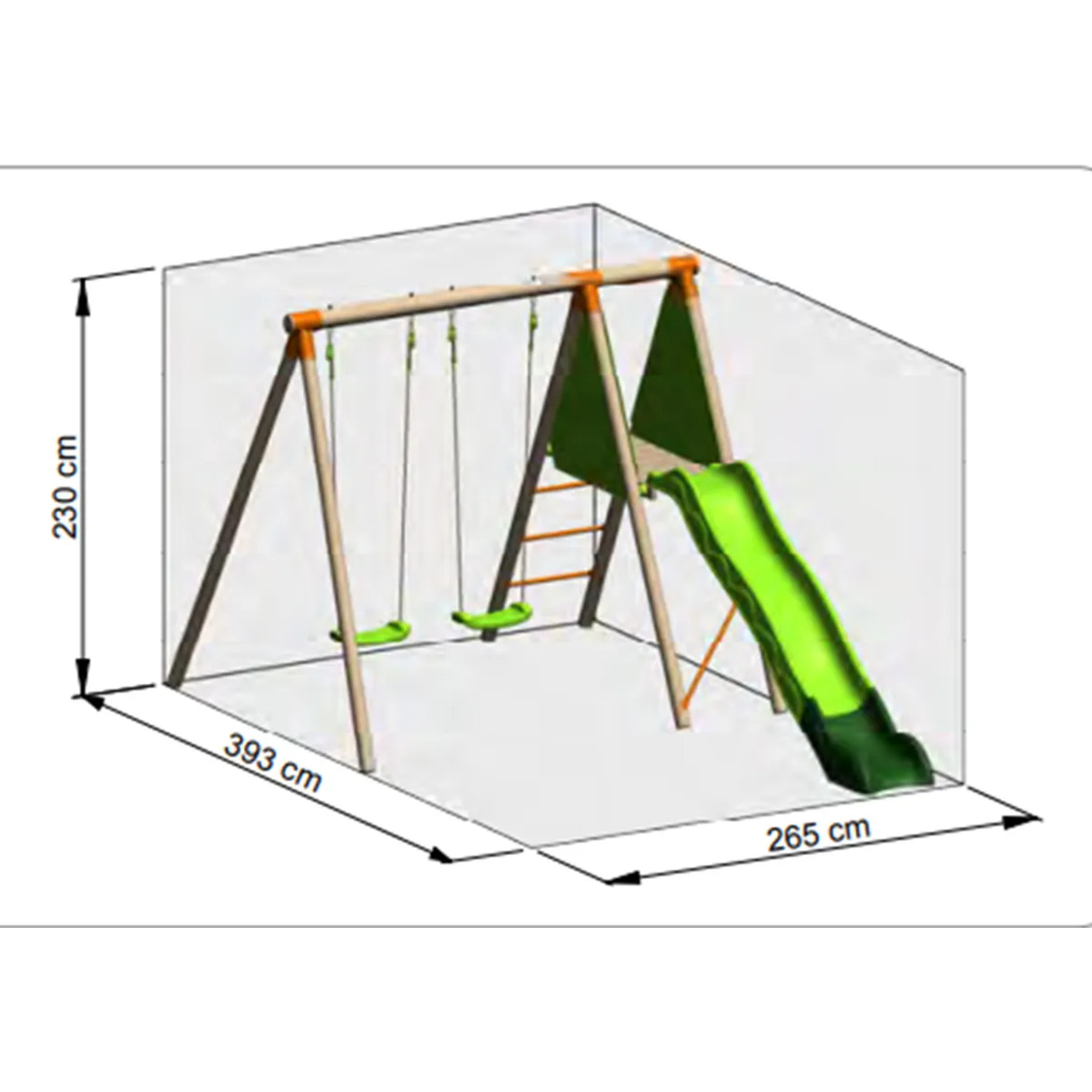 Balançoire en bois 2,30 m Topwood LUMI - 4 enfants