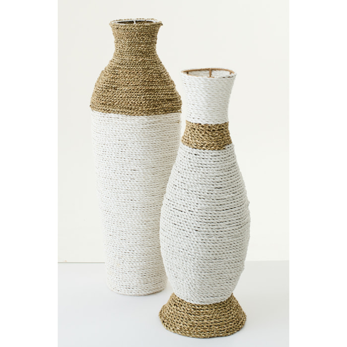 J-Line Vase Raffia - blanc/naturel