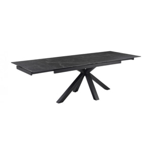 Table extensible en céramique marbré noir L160/240cm - 9 piètements - UNIK