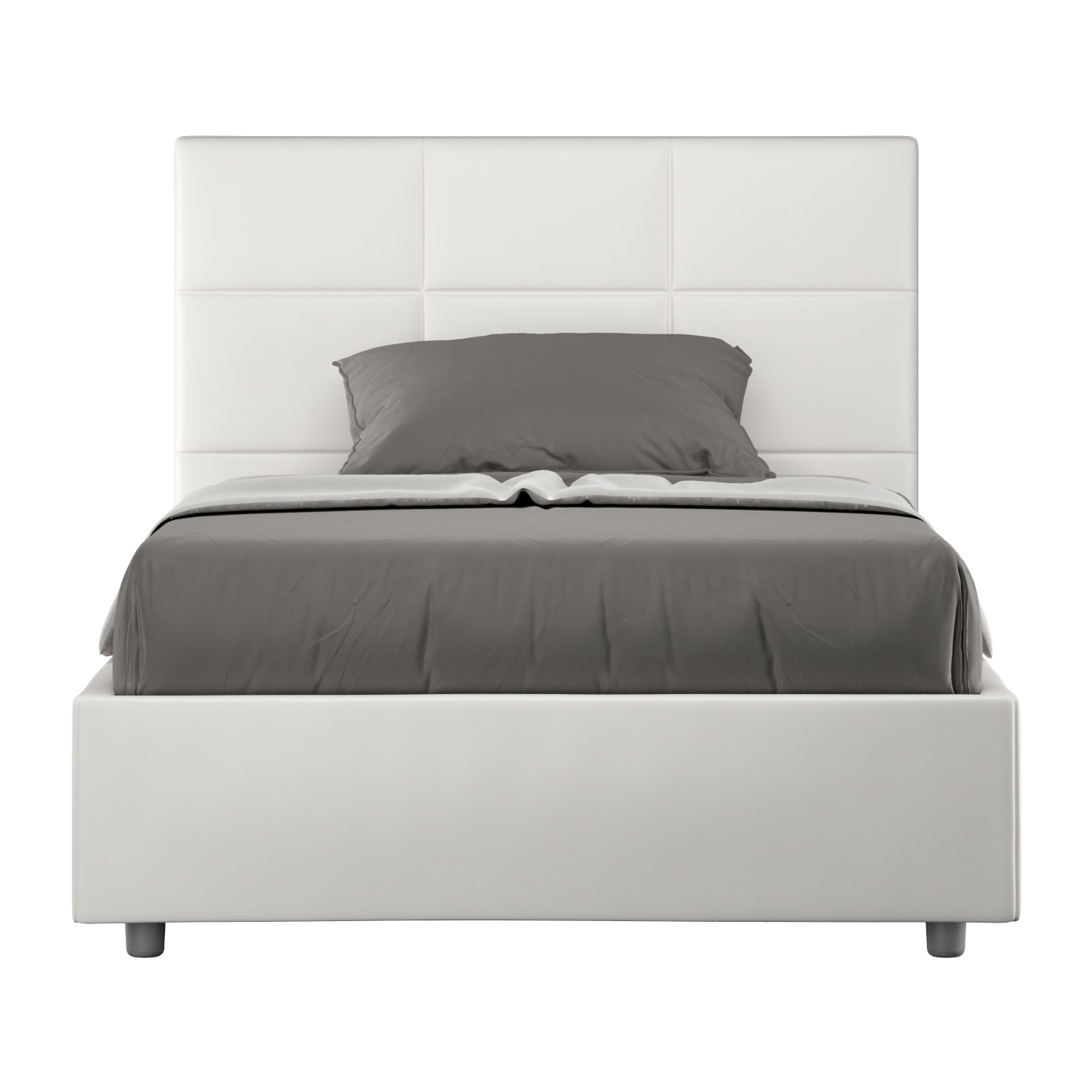 Cama sin somier acolchada 140x200 cuero sintético blanco Mika