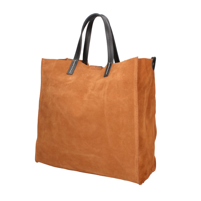 Borsa a mano da donna Made in Italy - Modello Novara Lux - Pelle Scamosciata - 34.5 x 32.0 x 17.0 cm