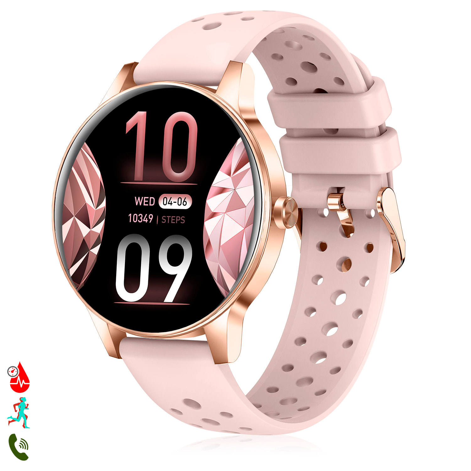 Smartwatch QS80 con chiamate BT, notifiche push. Monitor sportivo e di salute.