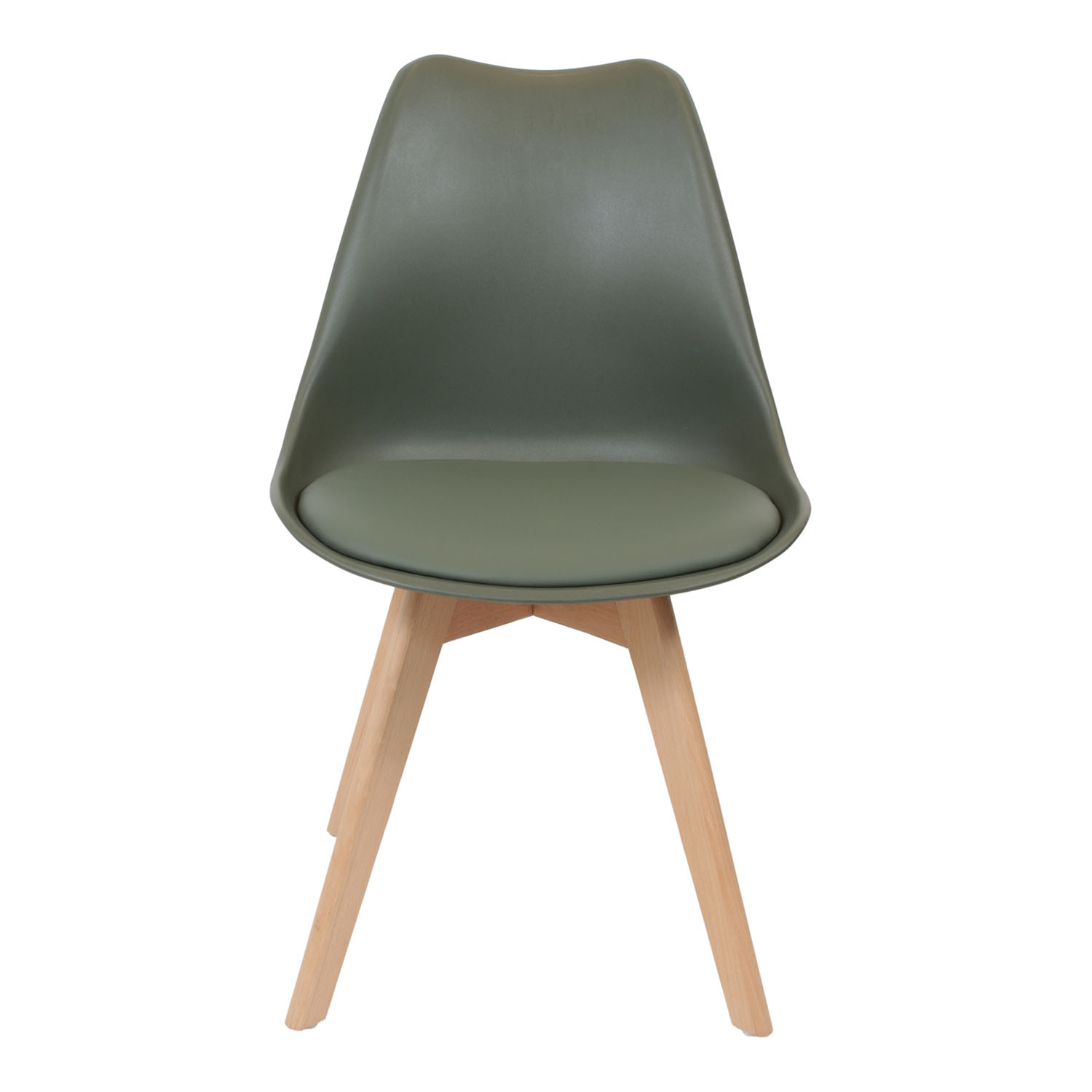 Chaise Scandinave Coque Rembourree Kaki - Lot De 4