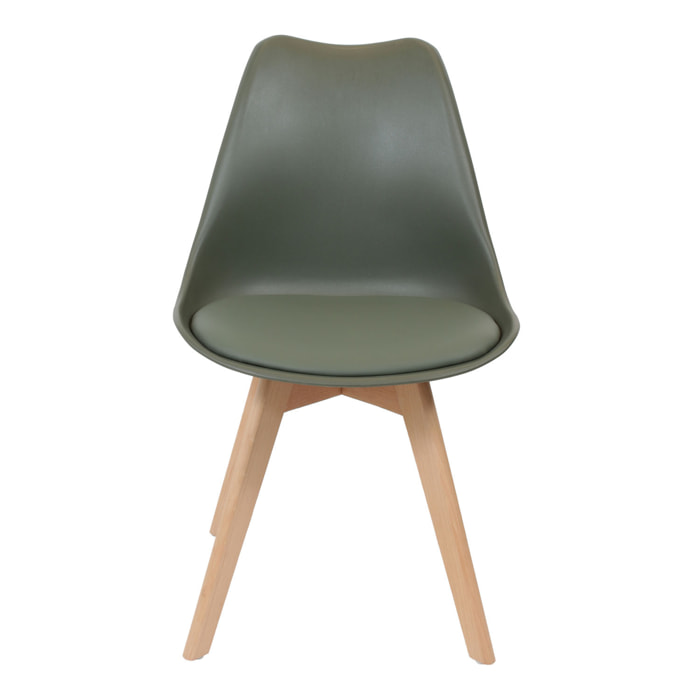 Chaise Scandinave Coque Rembourree Kaki - Lot De 4