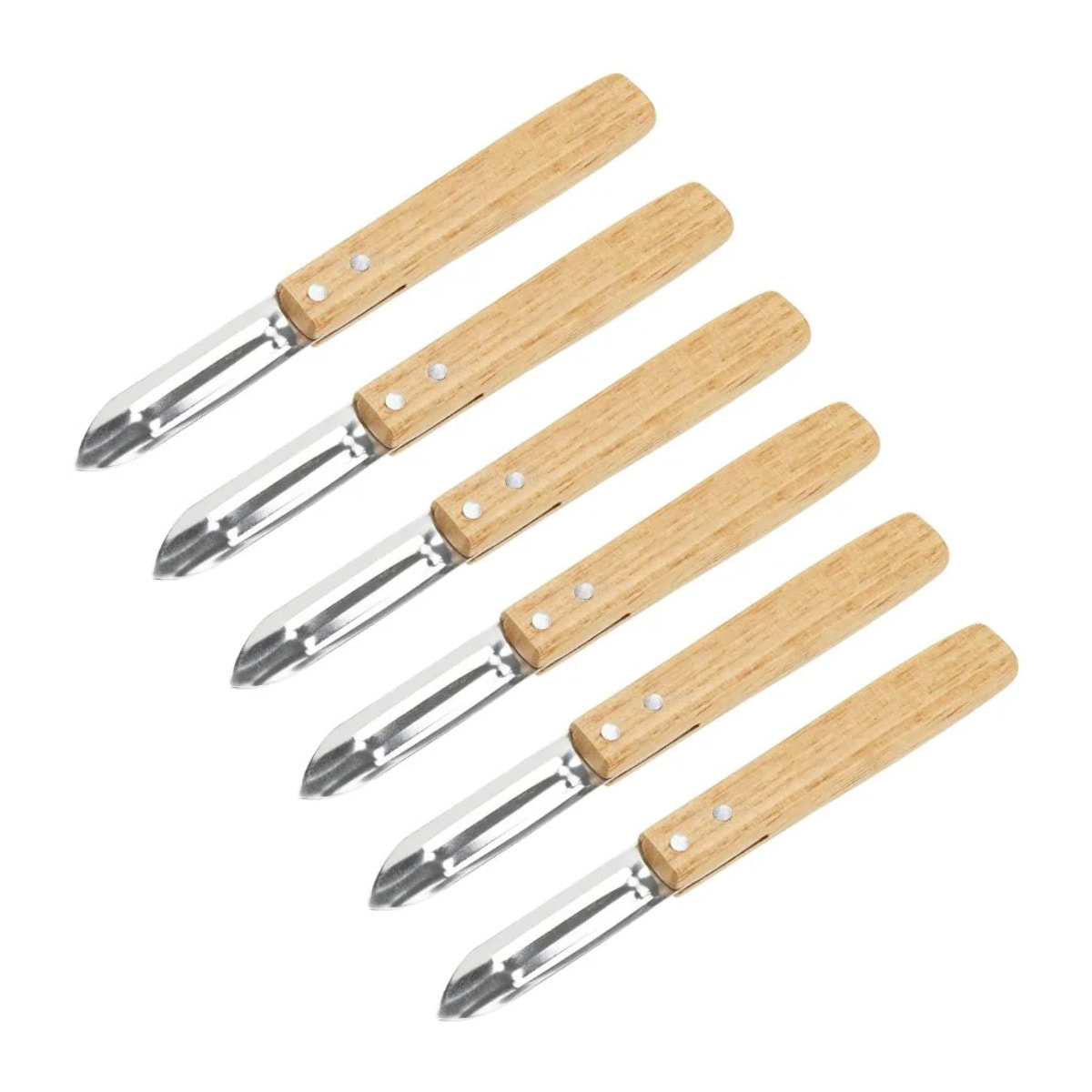 Set de 6 éplucheurs en inox et bois Nirosta Country