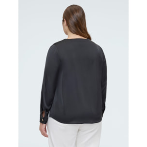 Fiorella Rubino - Blusa de raso con botones en forma de corazón - Negro