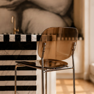 Lot de 2 chaises de bar en résine acrylique et métal écorce GLAM
