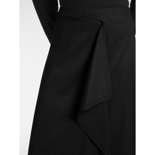 Elena Mirò - Falda cruzada con jabot - Negro