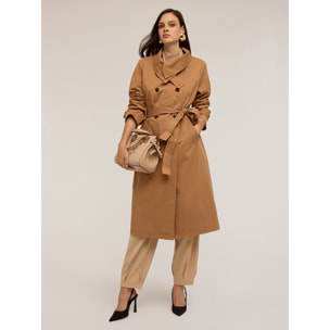 Motivi - Trinchera de cuello alto en tejido técnico - Marrón