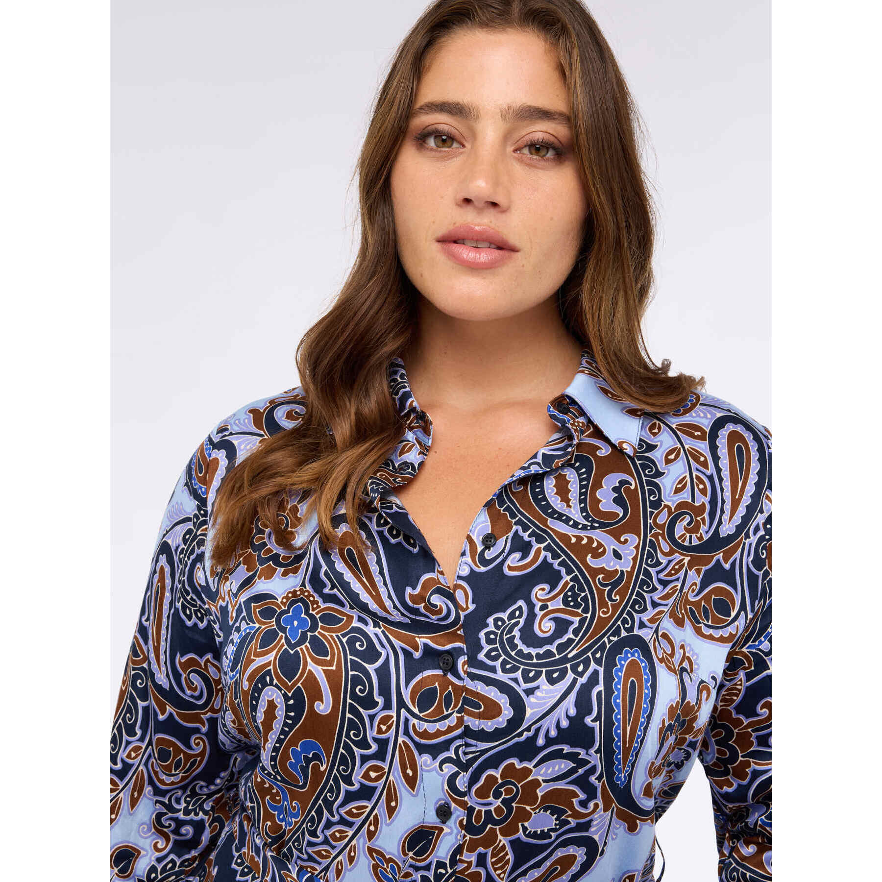 Fiorella Rubino - Chemisier corto in viscosa stampa paisley - Blu