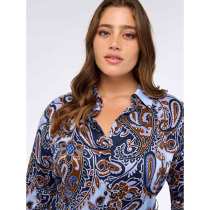 Fiorella Rubino - Chemisier corto in viscosa stampa paisley - Blu