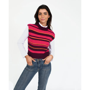 Chaleco de mujer de punto con cuello redondo.