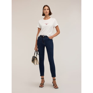 Motivi - T-shirt con scritta e cuore in strass - Bianco