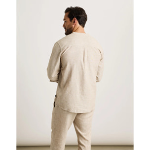 Camisa Manga Larga Beige Lino - Dare
