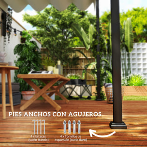 Pérgola con Techo Retráctil Pérgola de Pared 3x2 m Cenador con Tela de Poliéster Resistente al Agua Pabellón para Jardín Patio Terraza Exterior Crema