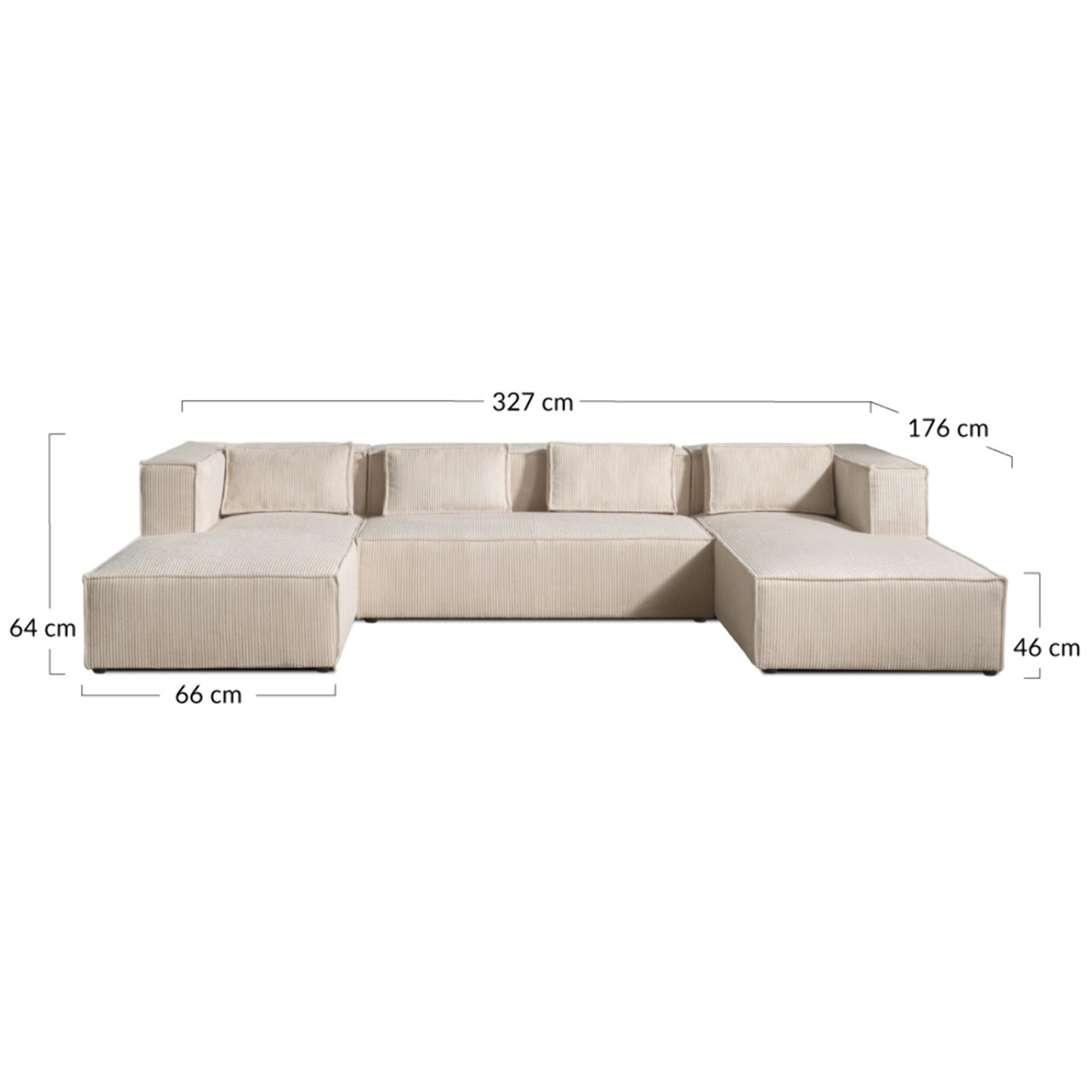 Stella - canapé panoramique en U - 7 places - en velours côtelé - Vert