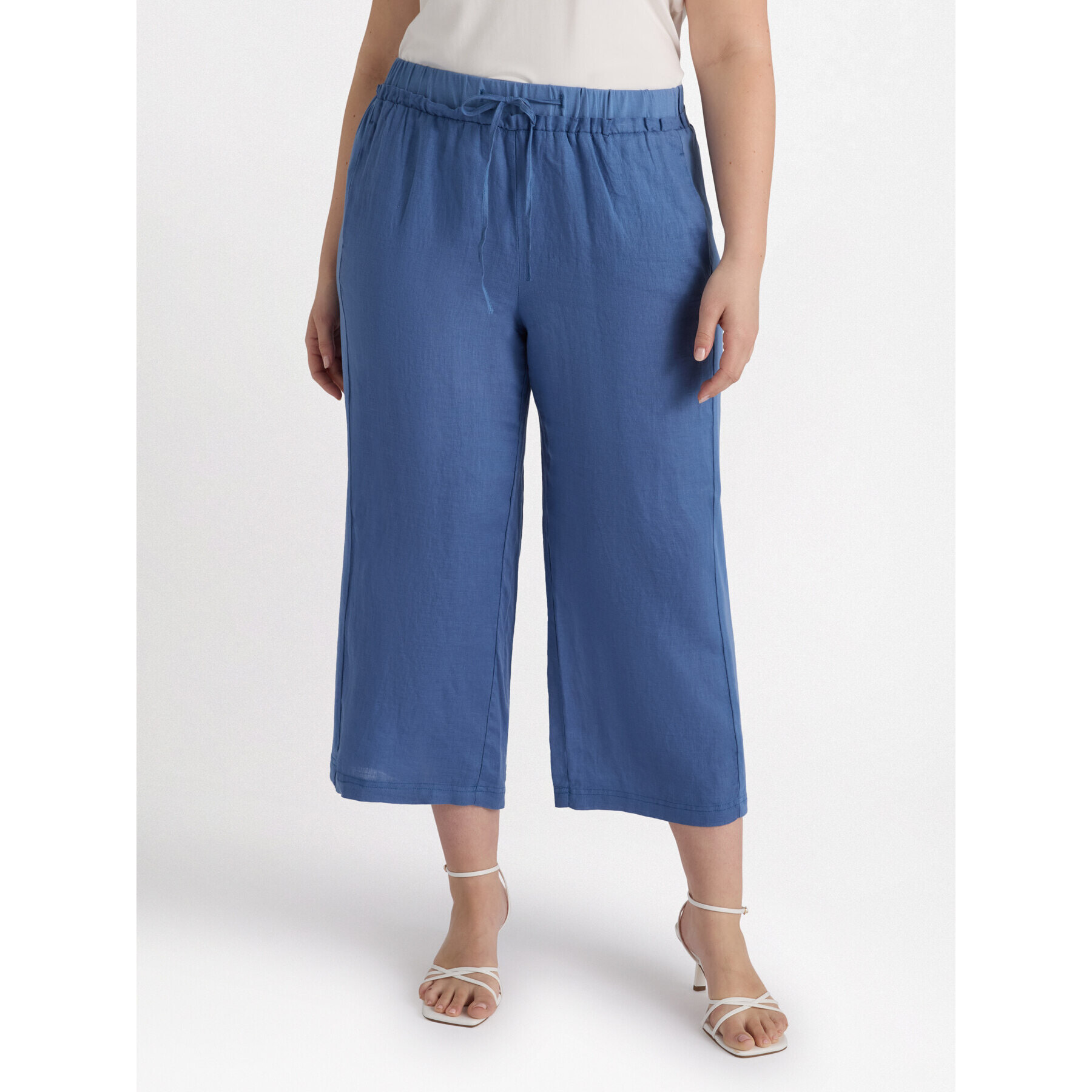 Fiorella Rubino - Pantalón de lino y punto con cordones - Azul