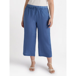 Fiorella Rubino - Pantalón de lino y punto con cordones - Azul