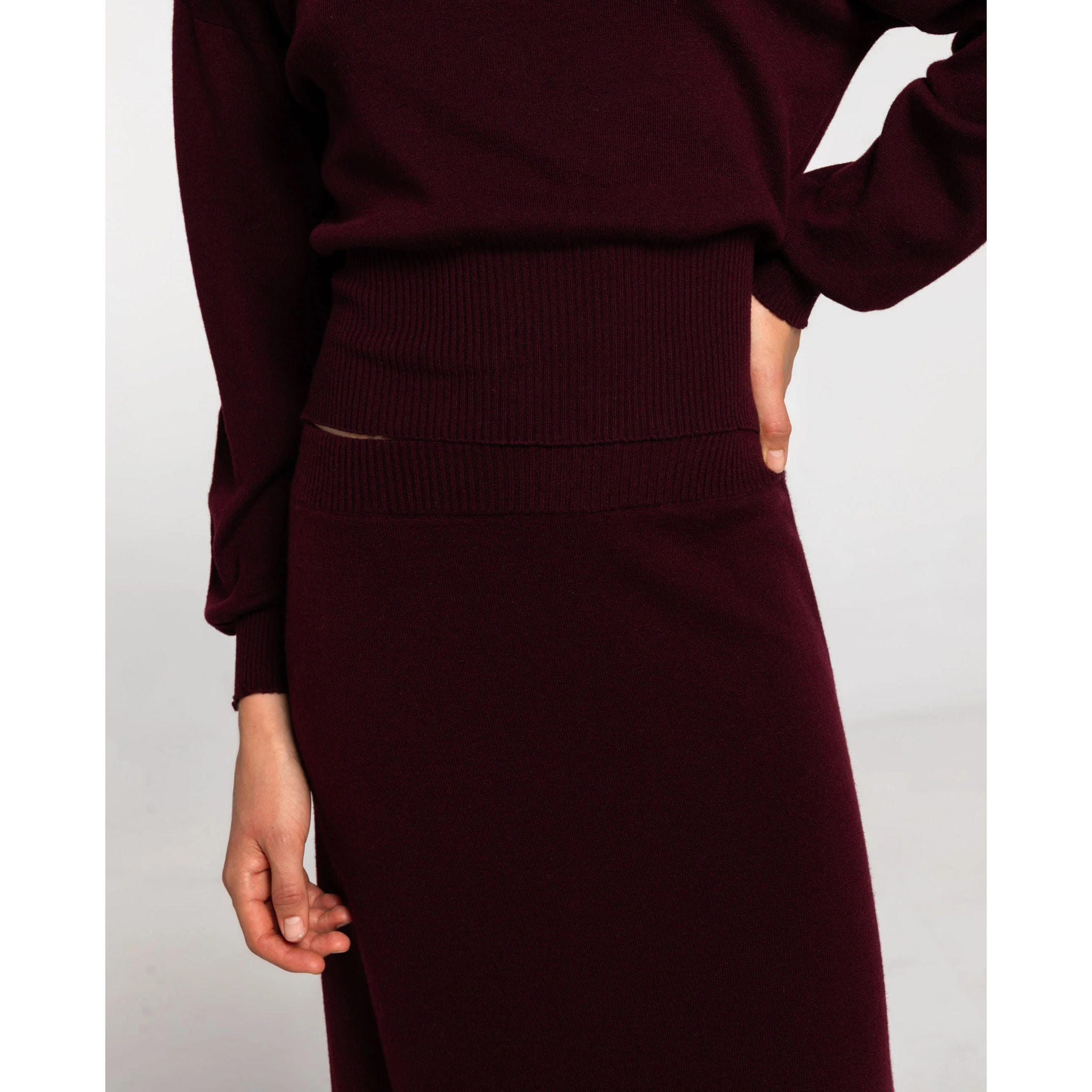 Falda larga de punto recta de mujer