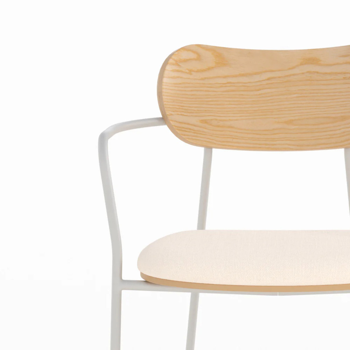 Lot de 2 chaises en tissu beige et placage en bois clair - Marine