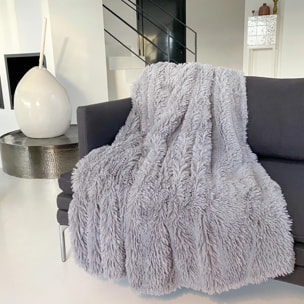 Plaid imitation poils longs - Longwool Gris Clair - 450g/m²