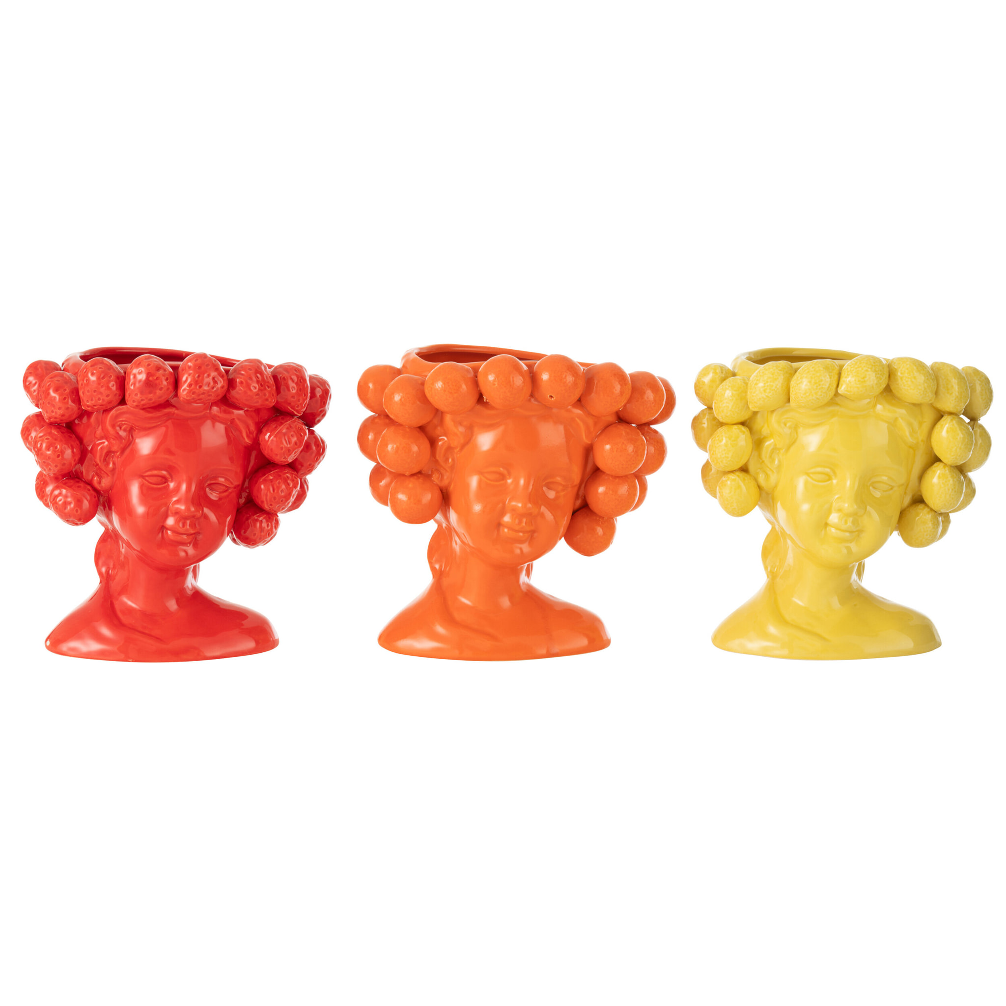 J-Line cache-pot Fraises Fille - céramique - rouge - Ø 16.5 cm
