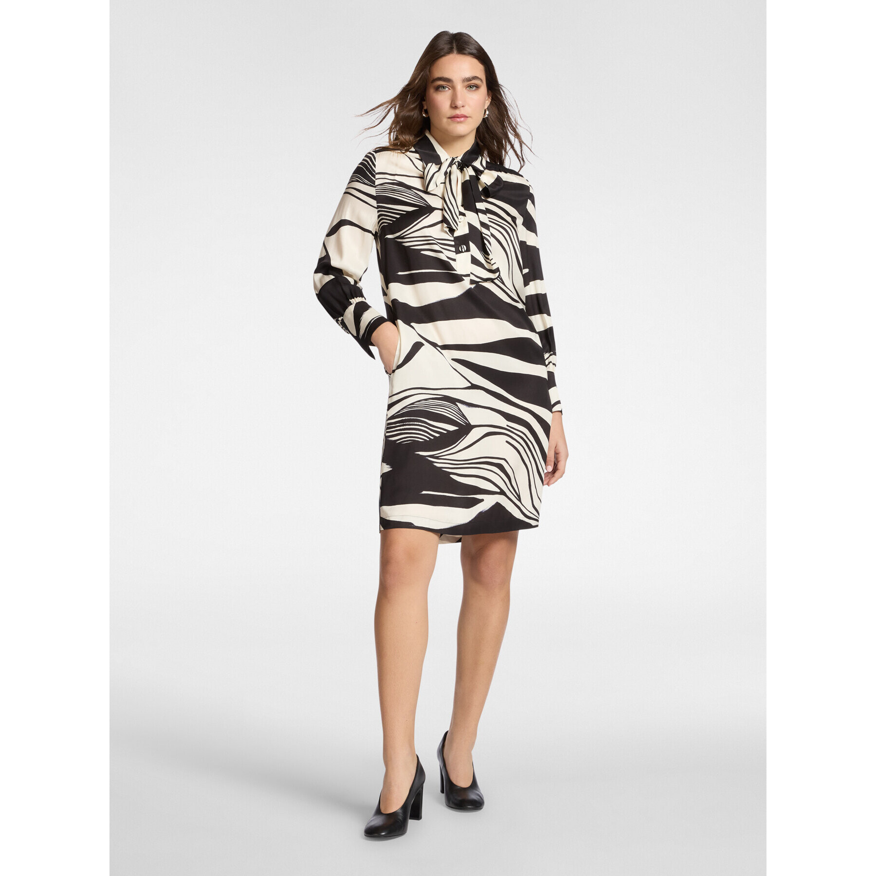 Elena Mirò - Abito stampato in twill di viscosa - Nero