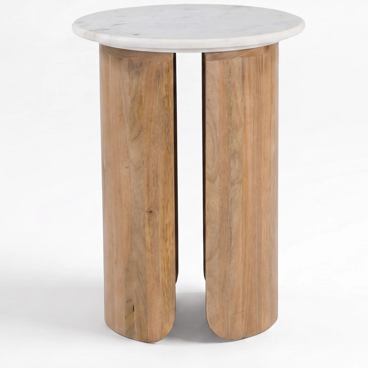 Table d'appoint en marbre et bois de manguier - Léana