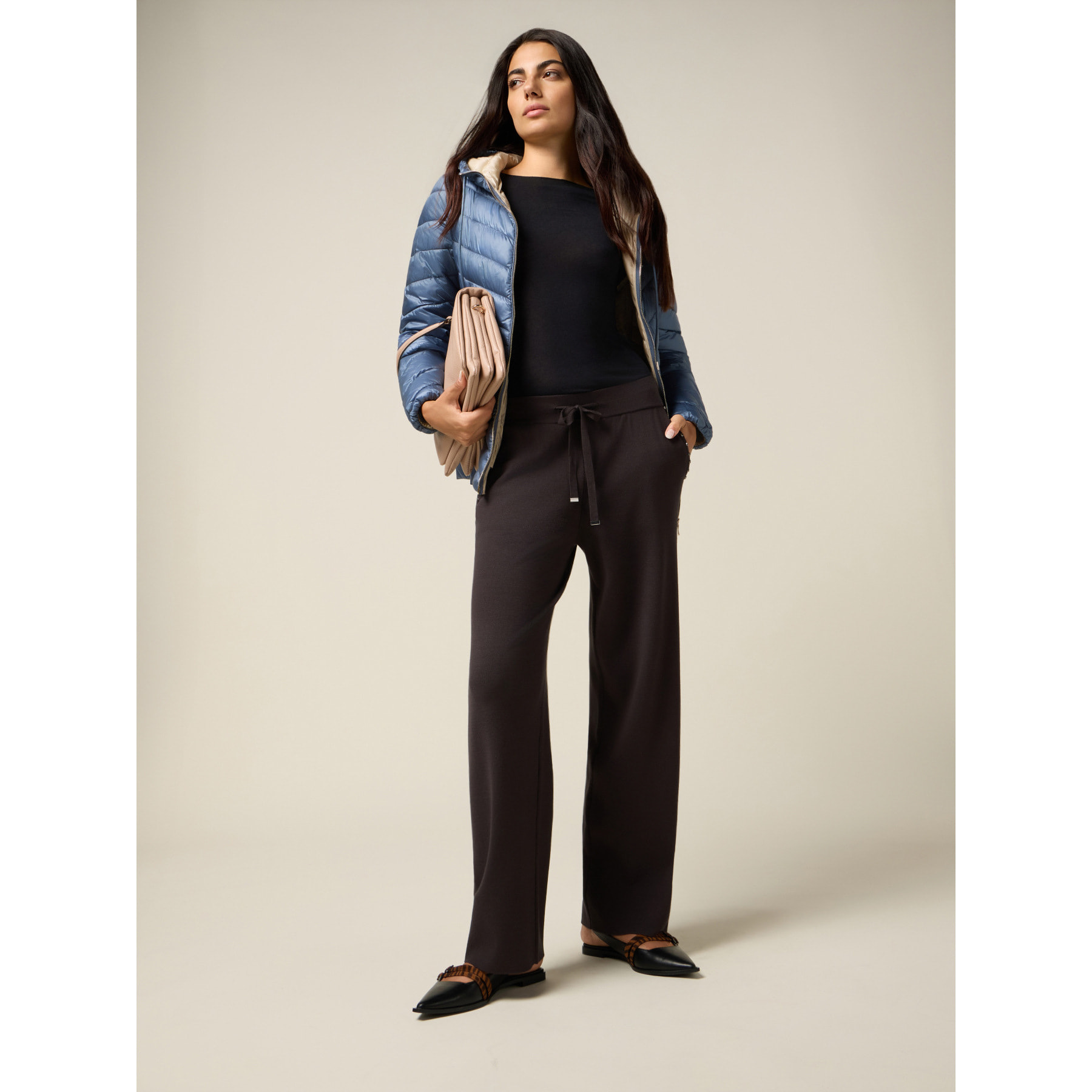 Oltre - Pantalones de punto con bolsillos laterales - Gris