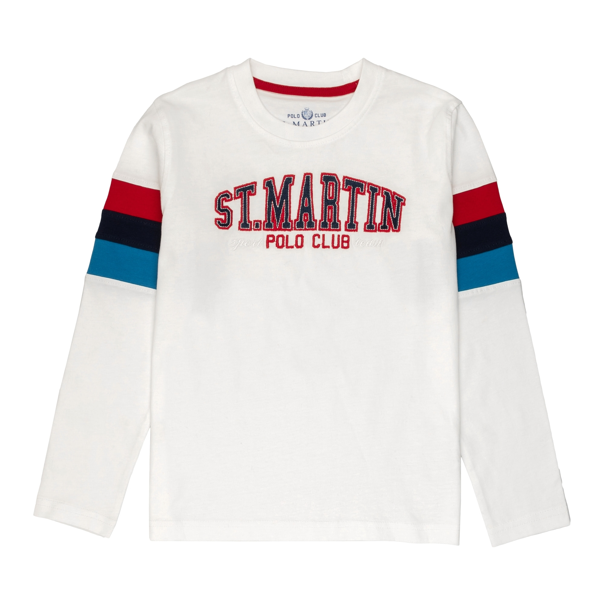 T-shirt manica lunga con ricamo logo Polo Club St Martin Bianco