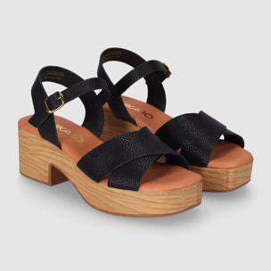 Sandalias de Piel - Negro - Tacón: 5 cm