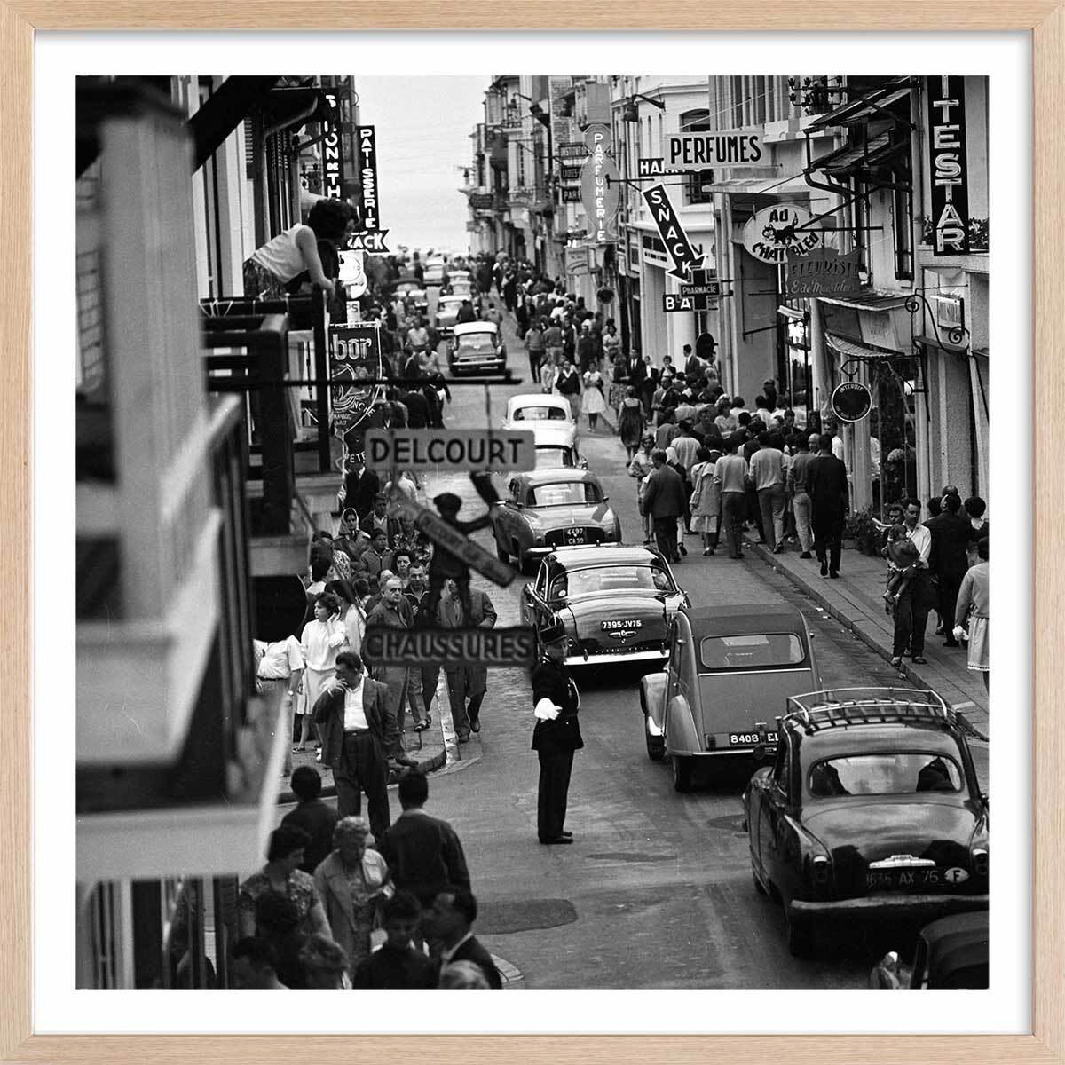 Affiche ville - Le Touquet en 1960 Affiche + cadre en bois - Chêne